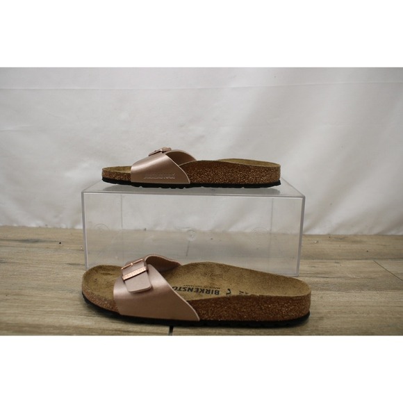 Birkenstock Womens Madrid Slides Sandals Size 10 EU Rose Gold Leather New - Picture 1 of 10